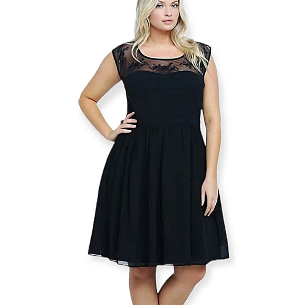 Torrid Floral Embroidered Mesh Little Black Dress